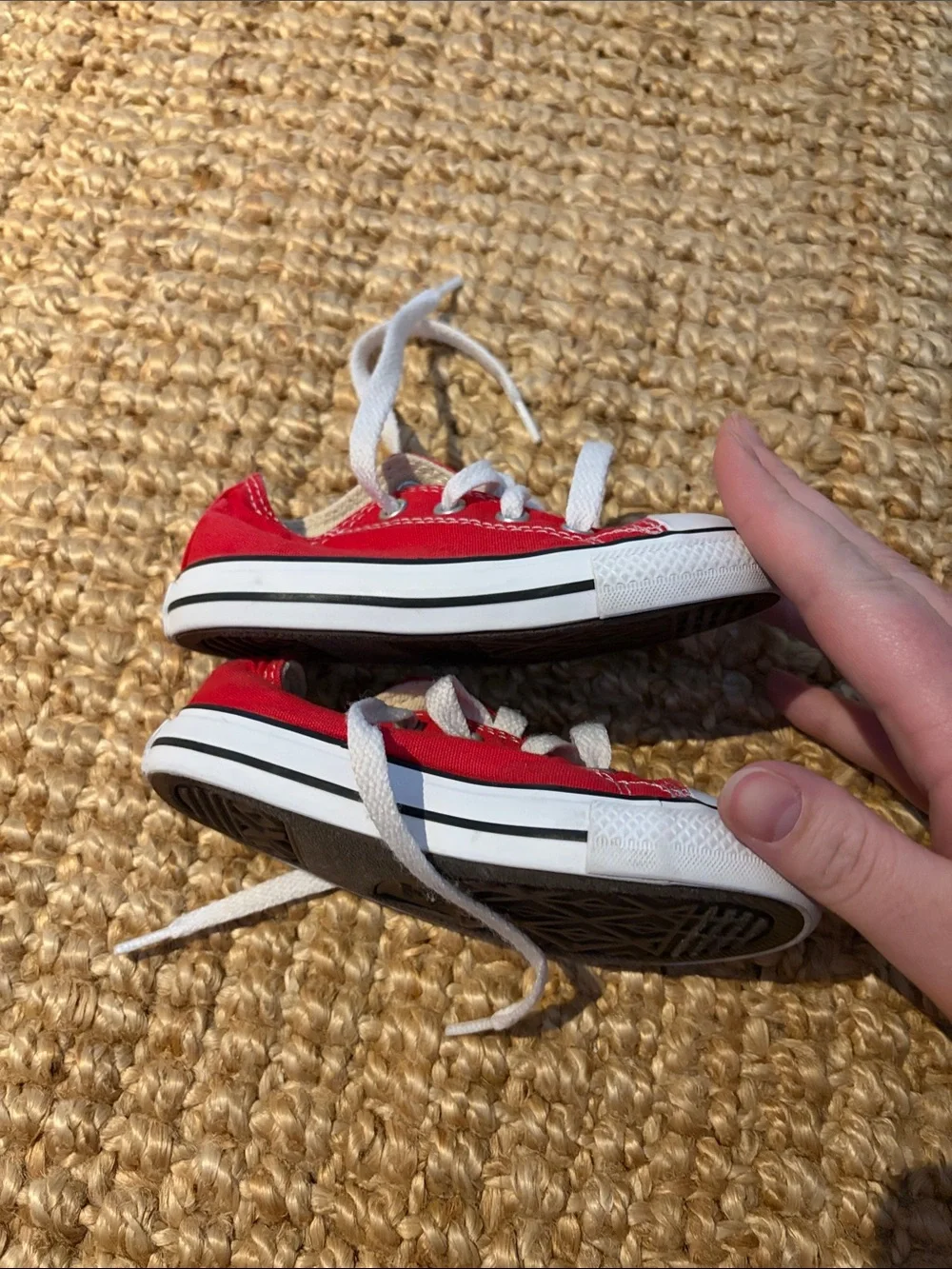 Converse Kids Red Canvas Low-Top Sneakers with White Laces